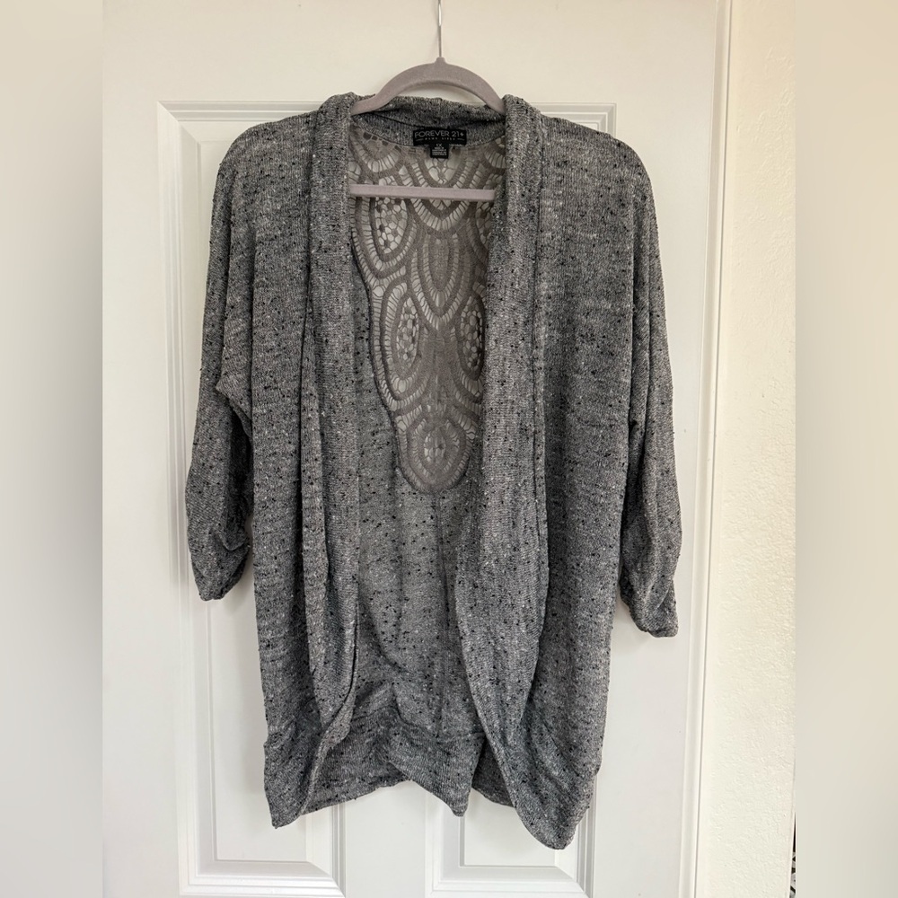 Forever 21 Gray Knit Cardigan Sweater